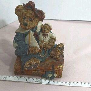 Boyds Bearstone Collection Bailey Bear With Suitcase 1993 Sailboat & Teddy